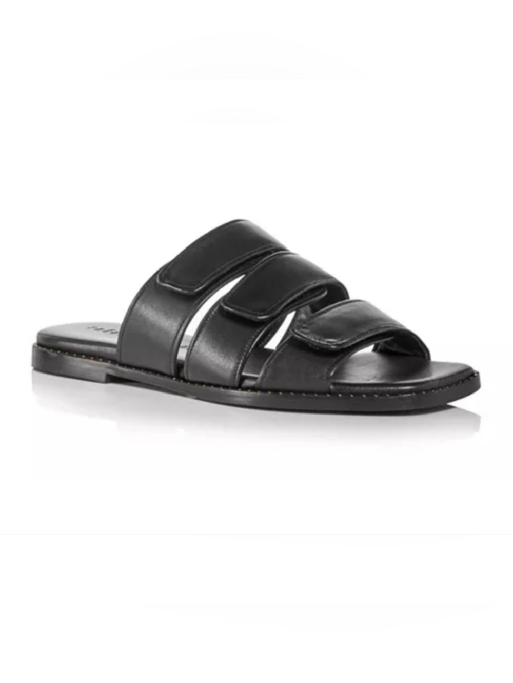 Freda Salvador Alita Padded Strap Slide Sandal - Black Leather Size 8 designer